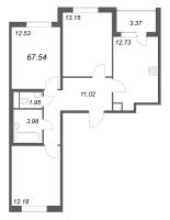 3 ккв № 126 Корп.: 1 Уч. Канада , Секция 5  в ЖК ЮгТаун