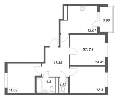 3 ккв № 128 Корп.: 3.6 Уч. Австралия , Секция 4  в ЖК ЮгТаун