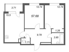 3 ккв (Евро) № 183 Корп.: 3.6 Уч. Австралия , Секция 6  в ЖК ЮгТаун