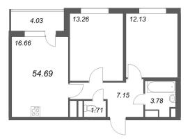 3 ккв (Евро) № 56 Корп.: 3.6 Уч. Австралия , Секция 2  в ЖК ЮгТаун