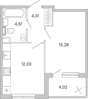 1 ккв № 144 Корп.: 3.7 Уч. Австралия , Секция 5  в ЖК ЮгТаун