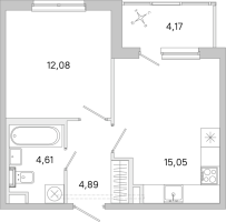 2 ккв (Евро) № 4 Корп.: 3.7 Уч. Австралия , Секция 1  в ЖК ЮгТаун