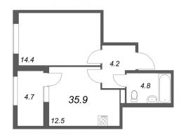 1 ккв № 124 Корп.: 2.2 Уч. Греция , Секция 4  в ЖК ЮгТаун