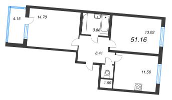 2 ккв № 160 Корп.: 3.5 Уч. Австралия , Секция 6  в ЖК ЮгТаун