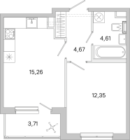 2 ккв (Евро) № 42 Корп.: 3.7 Уч. Австралия , Секция 2  в ЖК ЮгТаун