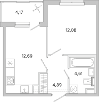 1 ккв № 5 Корп.: 3.7 Уч. Австралия , Секция 1  в ЖК ЮгТаун