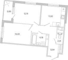 2 ккв № 178 Корп.: 3.5 Уч. Австралия , Секция 7  в ЖК ЮгТаун