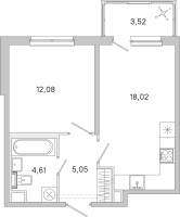 2 ккв (Евро) № 44 Корп.: 3.6 Уч. Австралия , Секция 2  в ЖК ЮгТаун