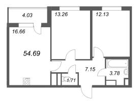 3 ккв (Евро) № 56 Корп.: 3.7 Уч. Австралия , Секция 2  в ЖК ЮгТаун