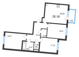 4 ккв (Евро) № 153 Корп.: 3.5 Уч. Австралия , Секция 6  в ЖК ЮгТаун