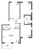 4 ккв (Евро) № 7 Корп.: 3.6 Уч. Австралия , Секция 1  в ЖК ЮгТаун