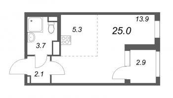 Студия № 223 Корп.: 2.3 Уч. Греция , Секция 5  в ЖК ЮгТаун