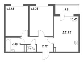 3 ккв (Евро) № 45 Корп.: 3.6 Уч. Австралия , Секция 2  в ЖК ЮгТаун