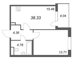 2 ккв (Евро) № 178 Корп.: 1 Уч. Канада , Секция 7  в ЖК ЮгТаун