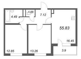 3 ккв (Евро) № 180 Корп.: 3.7 Уч. Австралия , Секция 6  в ЖК ЮгТаун