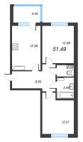 2 ккв № 21 Корп.: 3.3 Уч. Австралия , Секция 1  в ЖК ЮгТаун