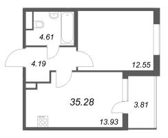 1 ккв № 103 Корп.: 1 Уч. Канада , Секция 4  в ЖК ЮгТаун