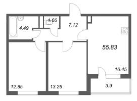 3 ккв (Евро) № 180 Корп.: 3.6 Уч. Австралия , Секция 6  в ЖК ЮгТаун
