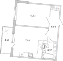 2 ккв (Евро) № 159 Корп.: 3.5 Уч. Австралия , Секция 6  в ЖК ЮгТаун