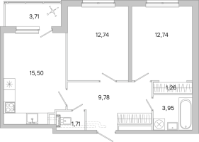 3 ккв (Евро) № 183 Корп.: 3.7 Уч. Австралия , Секция 6  в ЖК ЮгТаун
