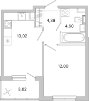 1 ккв № 1 Корп.: 3.7 Уч. Австралия , Секция 1  в ЖК ЮгТаун