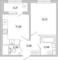 1 ккв № 46 Корп.: 3.6 Уч. Австралия , Секция 2  в ЖК ЮгТаун