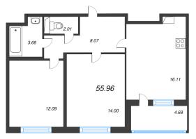 3 ккв (Евро) № 74 Корп.: 3.5 Уч. Австралия , Секция 3  в ЖК ЮгТаун