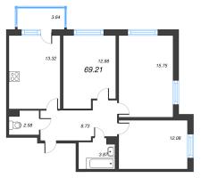 3 ккв № 68 Корп.: 3.1 Уч. Австралия , Секция 2  в ЖК ЮгТаун