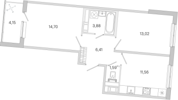 2 ккв № 160 Корп.: 3.5 Уч. Австралия , Секция 6  в ЖК ЮгТаун