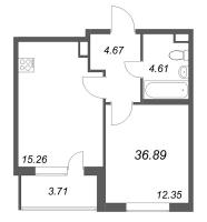 2 ккв (Евро) № 42 Корп.: 3.6 Уч. Австралия , Секция 2  в ЖК ЮгТаун