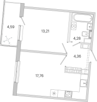 2 ккв (Евро) № 158 Корп.: 3.5 Уч. Австралия , Секция 6  в ЖК ЮгТаун