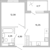 2 ккв (Евро) № 12 Корп.: 3.6 Уч. Австралия , Секция 1  в ЖК ЮгТаун