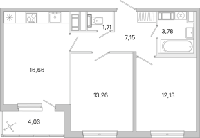 3 ккв (Евро) № 188 Корп.: 3.6 Уч. Австралия , Секция 6  в ЖК ЮгТаун