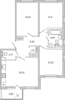 4 ккв (Евро) № 7 Корп.: 3.6 Уч. Австралия , Секция 1  в ЖК ЮгТаун