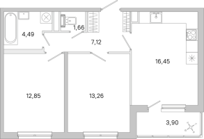 3 ккв (Евро) № 180 Корп.: 3.7 Уч. Австралия , Секция 6  в ЖК ЮгТаун