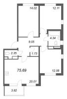 4 ккв (Евро) № 23 Корп.: 3.7 Уч. Австралия , Секция 1  в ЖК ЮгТаун
