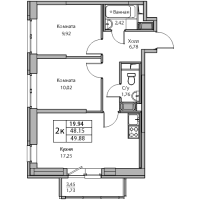 3 ккв (Евро) № 11 Корп.: 4 , Секция 1  в ЖК Юнтолово