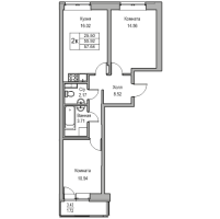 2 ккв № 110 Корп.: 6 , Секция 2  в ЖК Юнтолово