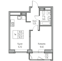 1 ккв № 94 Корп.: 7 , Секция 1  в ЖК Юнтолово
