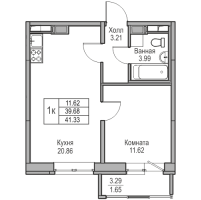 2 ккв (Евро) № 203 Корп.: 9 , Секция 1  в ЖК Юнтолово
