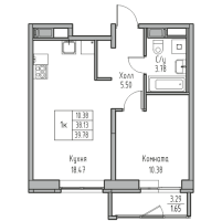 2 ккв (Евро) № 115 Корп.: 8 , Секция 1  в ЖК Юнтолово