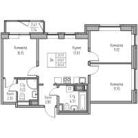 4 ккв (Евро) № 88 Корп.: 7 , Секция 1  в ЖК Юнтолово