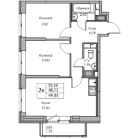 3 ккв (Евро) № 23 Корп.: 4 , Секция 1  в ЖК Юнтолово