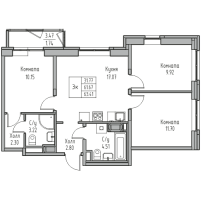 4 ккв (Евро) № 110 Корп.: 7 , Секция 1  в ЖК Юнтолово
