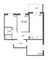 4 ккв (Евро) № 73 Корп.: 6 , Секция 2  в ЖК Юттери