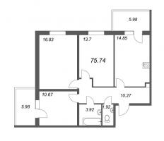 3 ккв № 160 Корп.: 6 , Секция 5  в ЖК Юттери