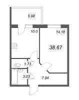 1 ккв № 83 Корп.: 6 , Секция 3  в ЖК Юттери