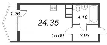 Студия № 447 Корп.: 2 , Секция 2  в ЖК Ювента