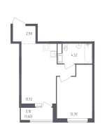 2 ккв (Евро) № 326 Корп.: 1 , Секция 2  в ЖК Южная Нева