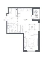 2 ккв (Евро) № 193 Корп.: 2 , Секция 1  в ЖК Южная Нева